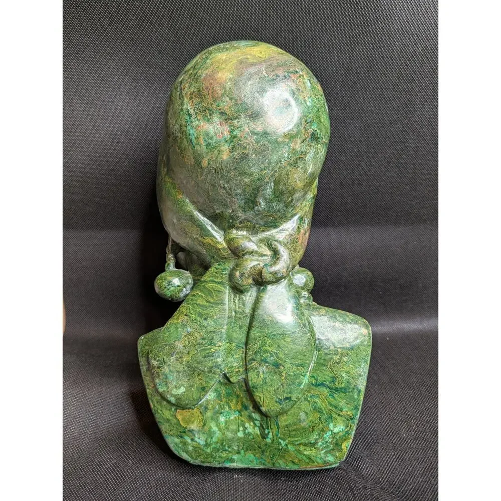 James Tandi Green Stone African Woman Carved Bust Signed Excellent Condition - Picture 3 of 10